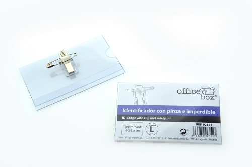 Ecuson transparent Office box, cu ac si clip, 90x58 mm
